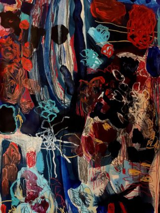 Rouge et bleu II 100x70cm mixed media on 200gms paper