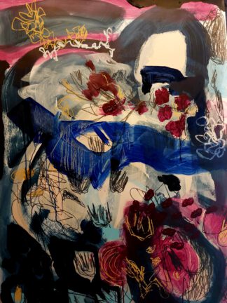Rouge et bleu III 100x70cm mixed media on 200gms paper