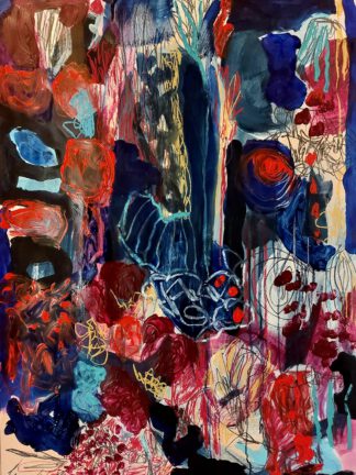 Rouge et bleu IV 100x70cm mixed media on 200gms paper